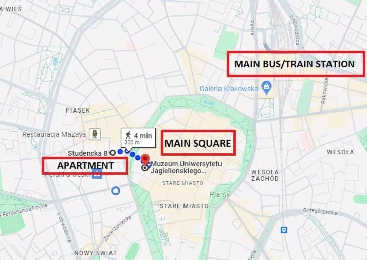קרקוב Apartments Studencka Street, Next To Planty Park מראה חיצוני תמונה
